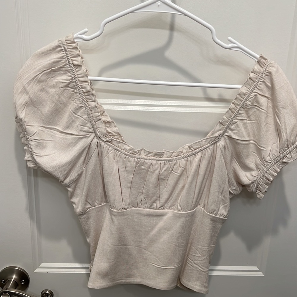 White Ruffled Crop Top - Picture 2 of 3